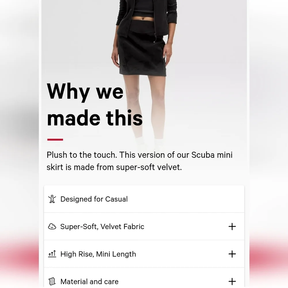 NWT Lululemon Scuba HR Mini Skirt Special Edition Black Velvet SZ L